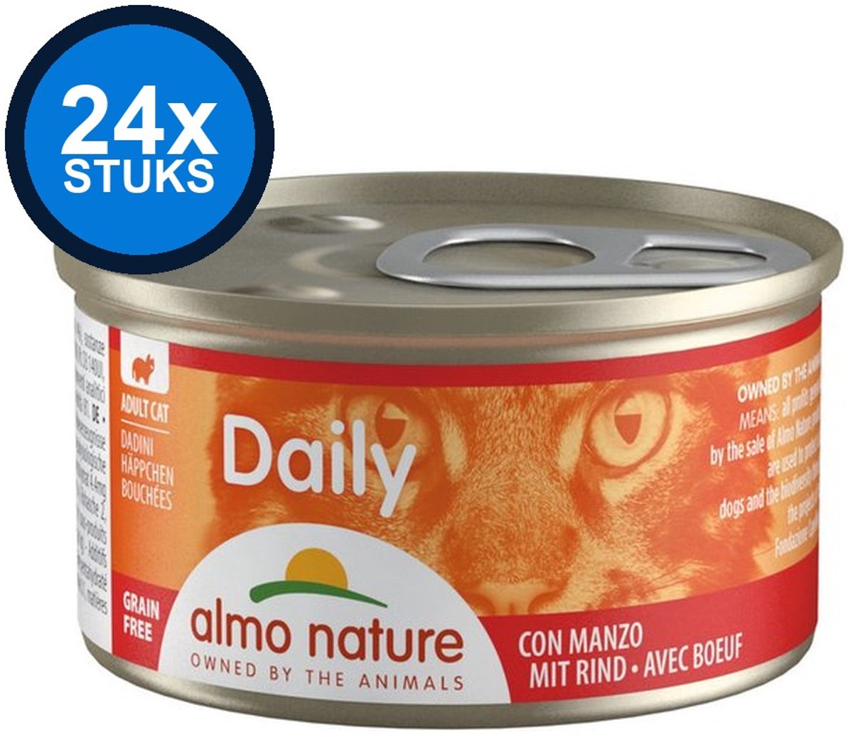 Almo Nature Dailymenu - Kattenvoer Blik - Brokjes Rund - 24x85gr