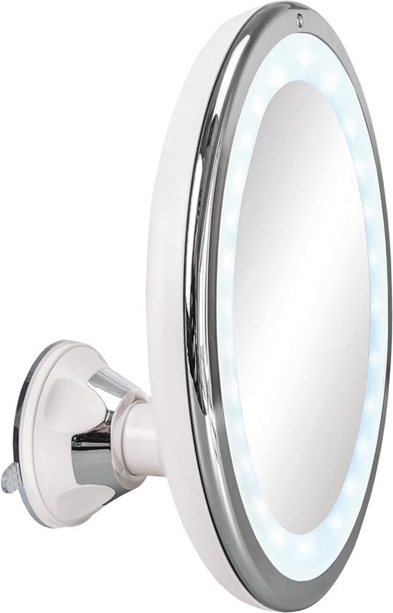 Cosmeticaspiegel Flexy Max met 10-voudige vergroting LED-verlichting - diameter 20 cm ABS glas