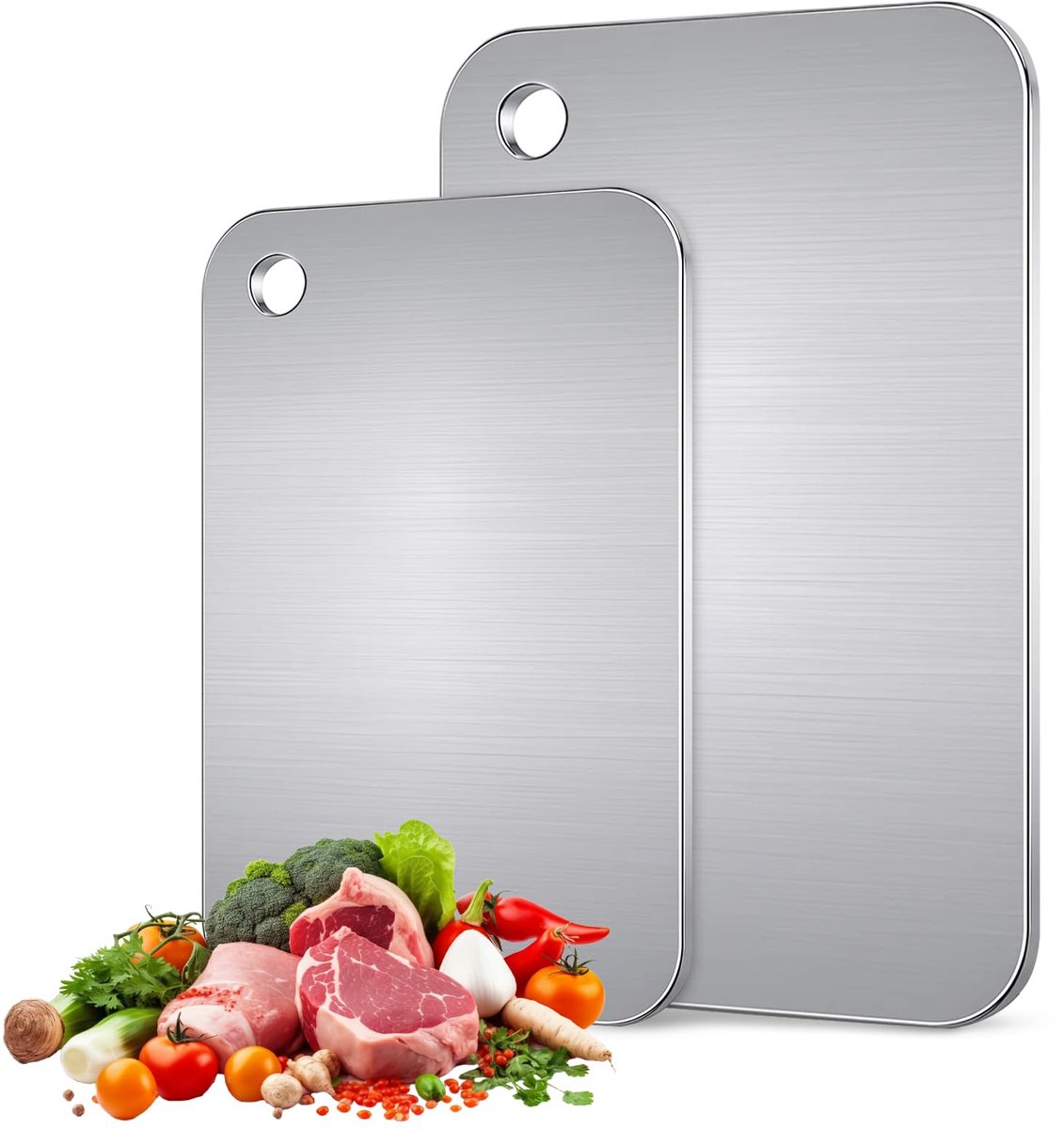Titanium Snijplankenset - 2 Stuks - Voor Keuken, Groenten, Fruit, Vlees en Brood - 25x15 cm en 20x30 cm