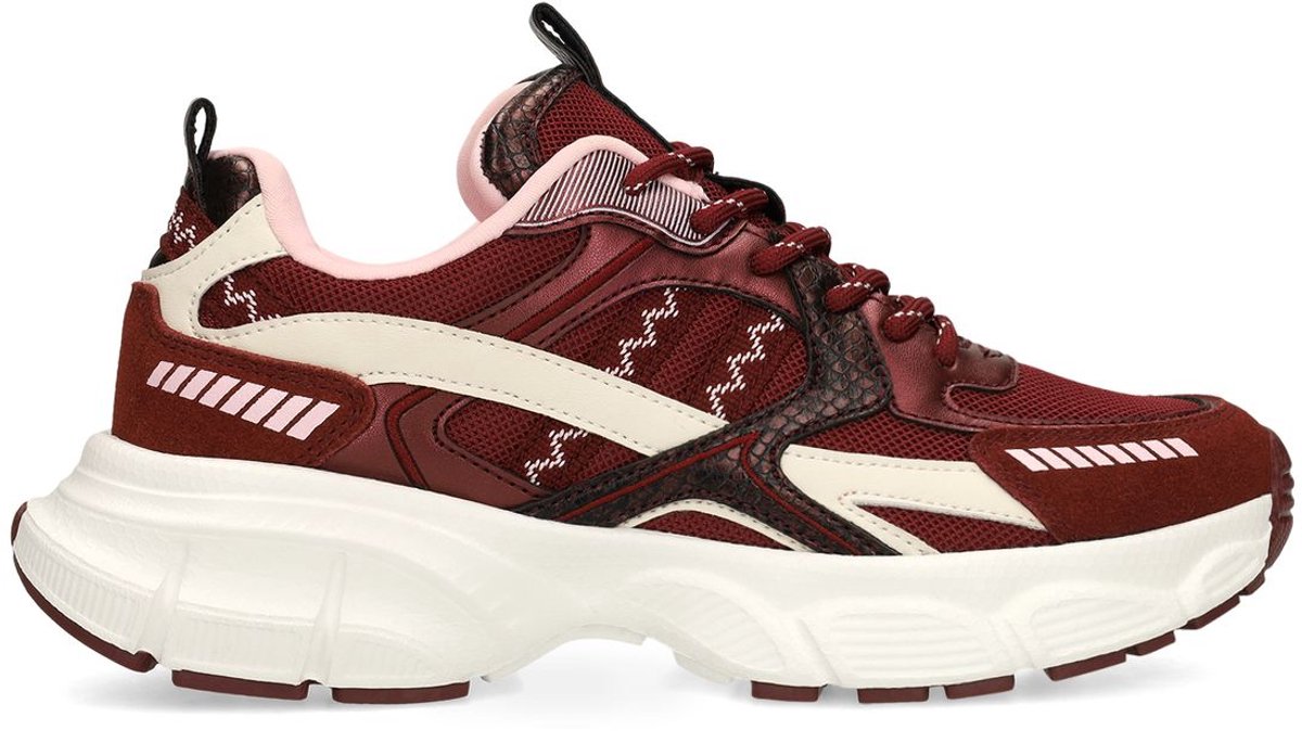 Manfield - Dames - Burgundy mesh sneakers - Maat 38
