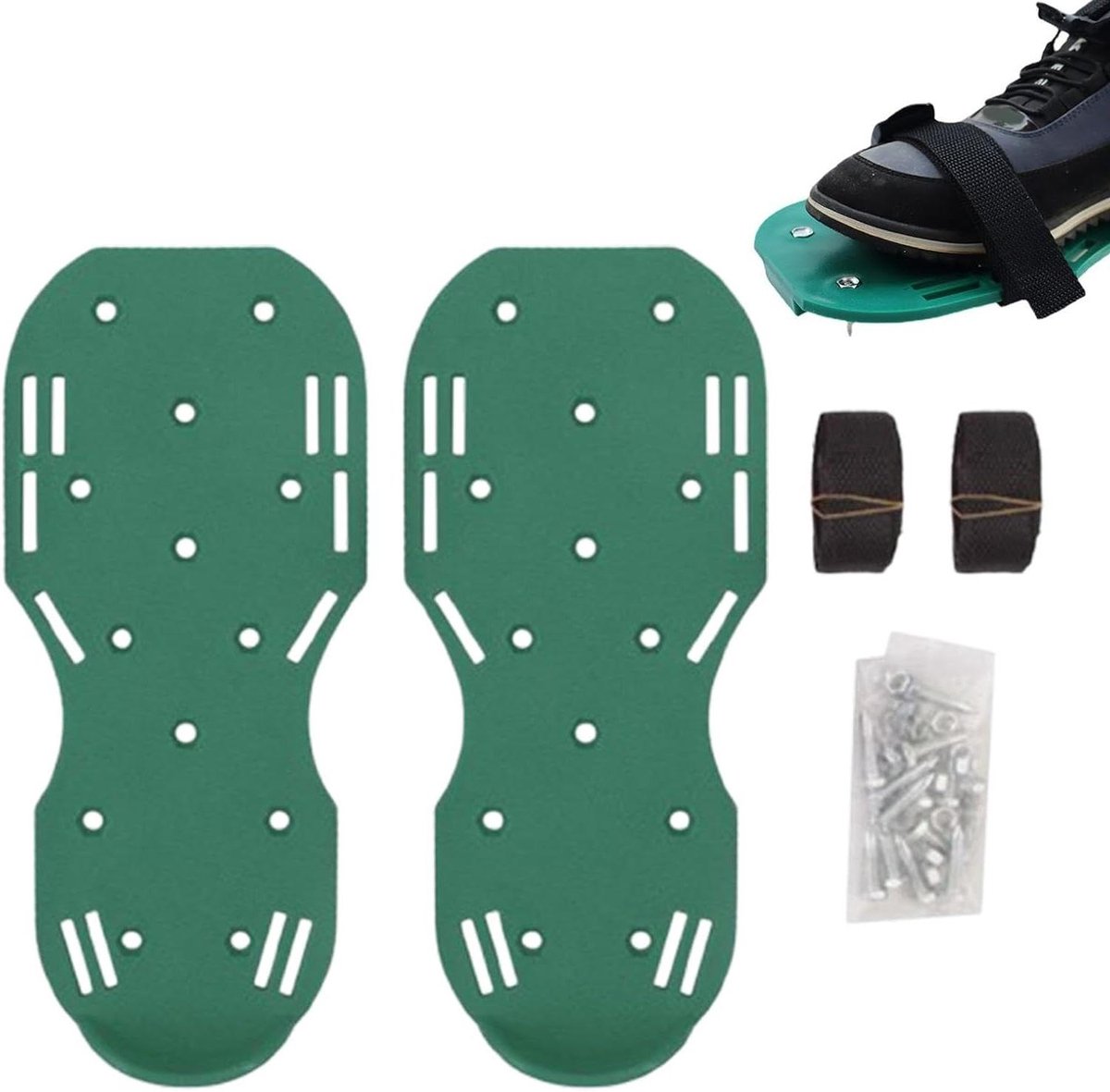 Gazonbeluchter Schoenen - Beluchtingssandalen Gazon - Gazononderhoud Verbeteren - Verstelbare Banden - 31 x 15 cm - Zwart Groen