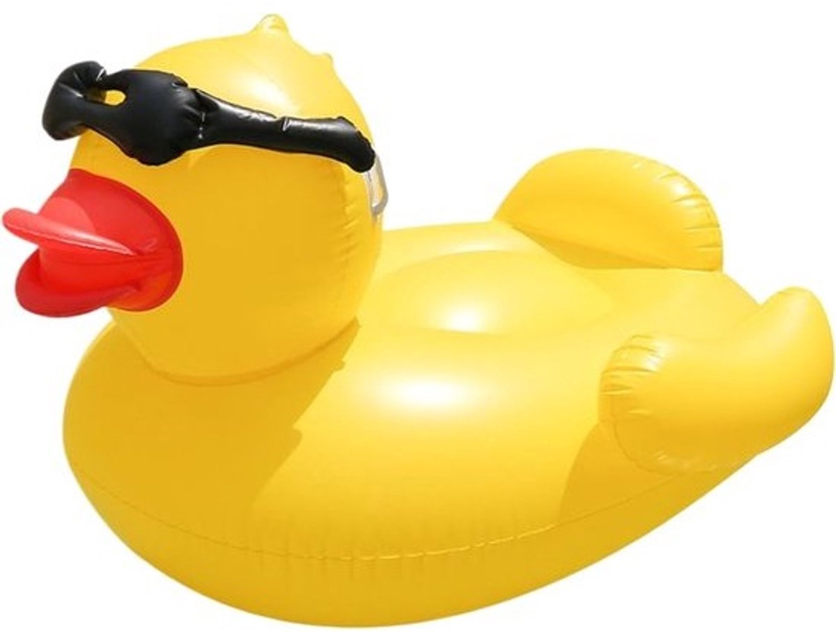 Eend Zwembad Float - Opblaasbare Drijver Vlot - Ontspannen Waterspel - Extra Dik PVC Materiaal - 180cm Lang - Geel