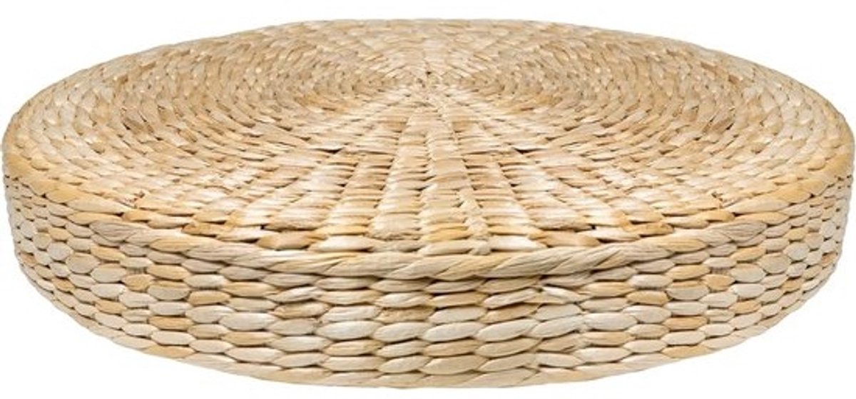 Stro Kussen - Vloerkussen Sierkussen - Meditatie Yoga - Natuurlijke Lisdodde - Diameter 40 cm - Natuurlijk Bruin