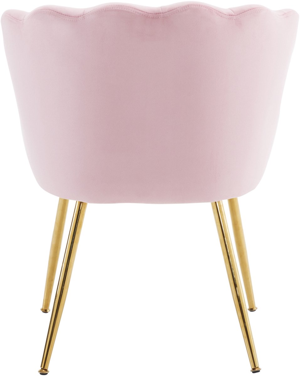 Wishdor Fauteuil set van 2 - Bloemvormig design - Met armleuningen en gewatteerde zitting - Design - Woonkamer slaapkamer eetkamer - Velvet - Roze - 63 x 58 x 77 cm