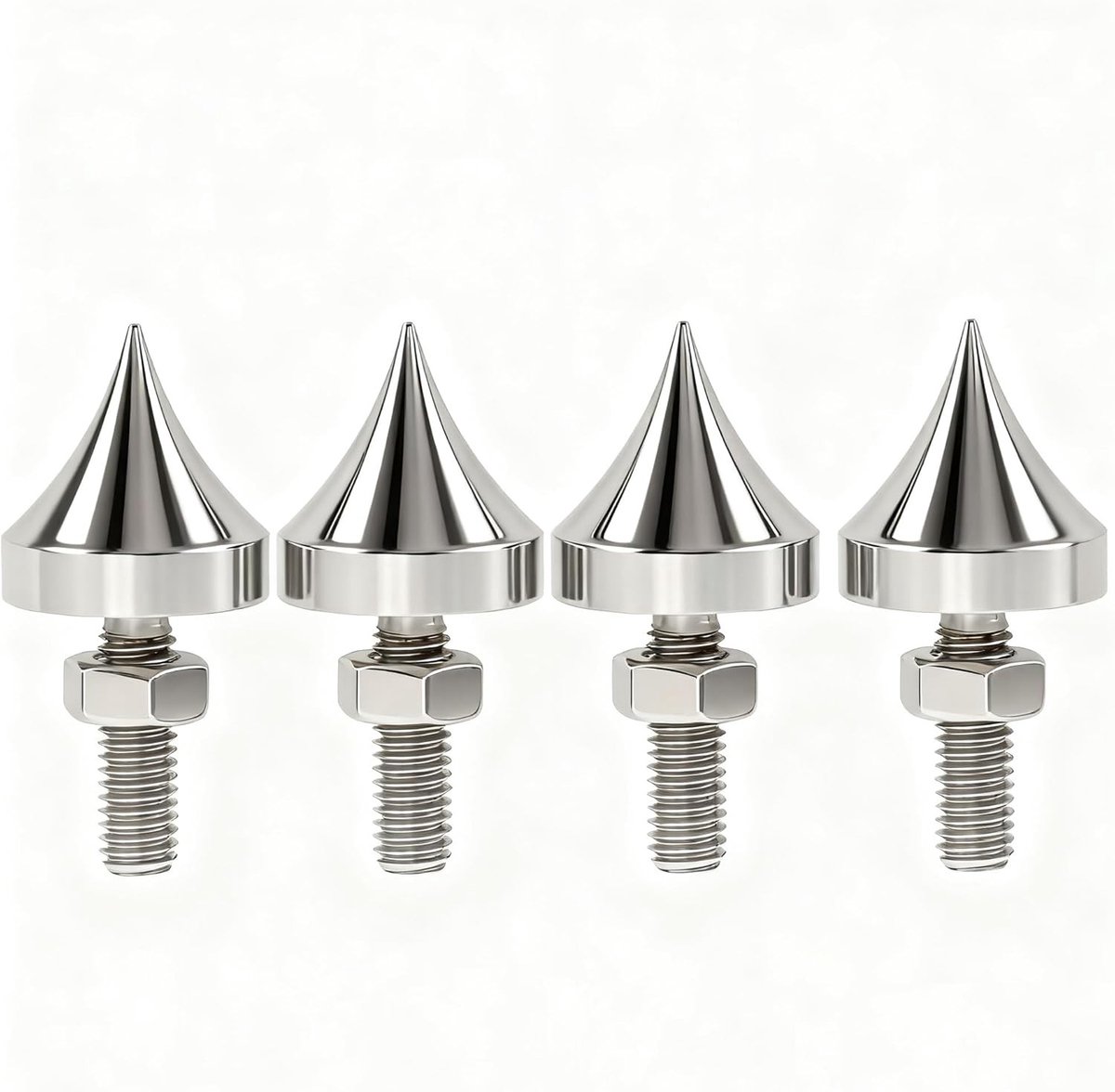 4-delige speaker spikes M6/M8/M10/M12 van roestvrij staal voor hifi, schokabsorptie en resonantie-isolatie voor versterkers en CD/DVD-spelers