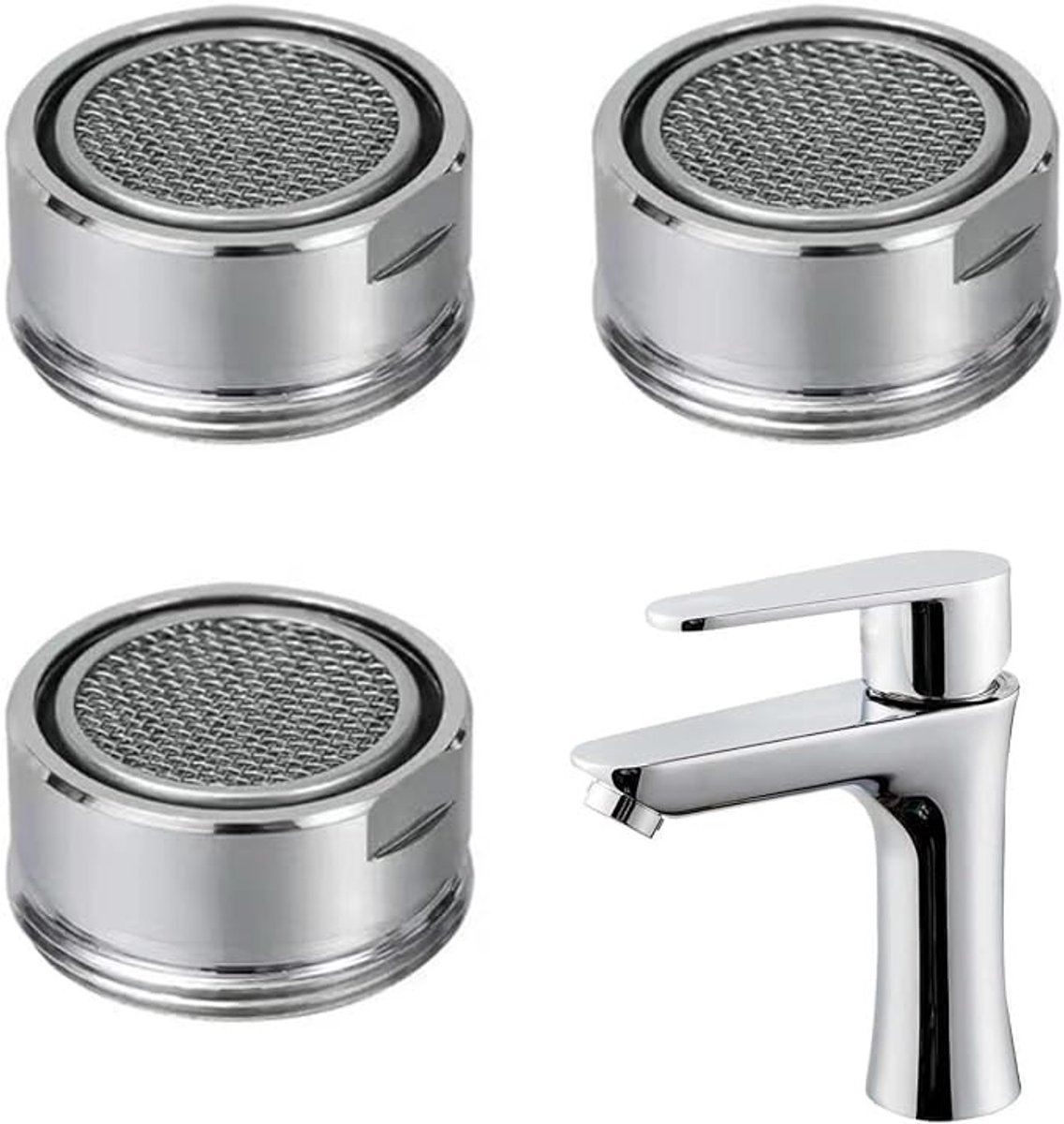 Set van 3 roestvrijstalen beluchters voor kranen - 24 mm schroefdraad
