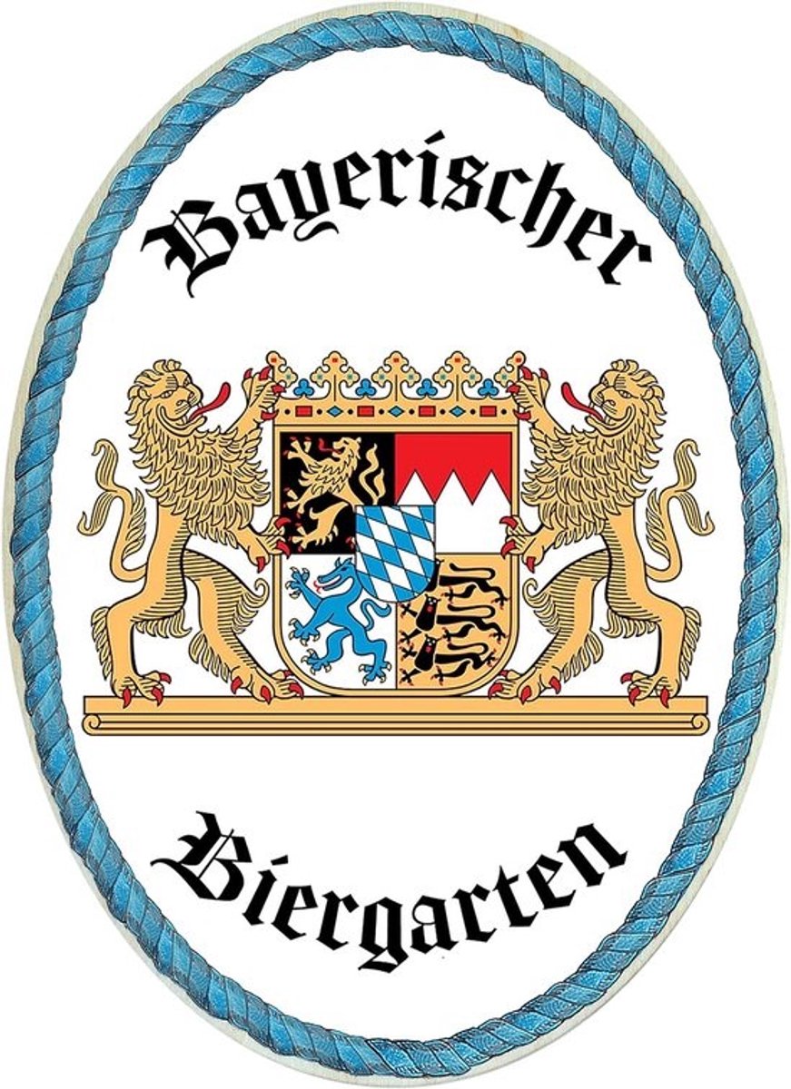 Houten Deurdecoratie in Antieke Stijl met Beiers Biergarten Motief (18 x 13 cm)