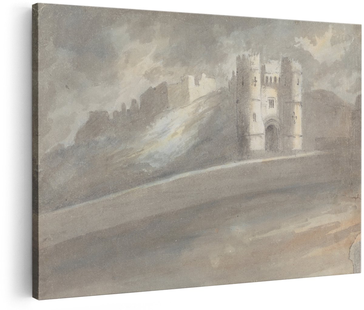 Artaza Canvas Schilderij Kasteel - 180x120 cm - Groot - Vintage Wanddecoratie Landschap - Muurdecoratie Historisch - Decoratie Woonkamer Brocante