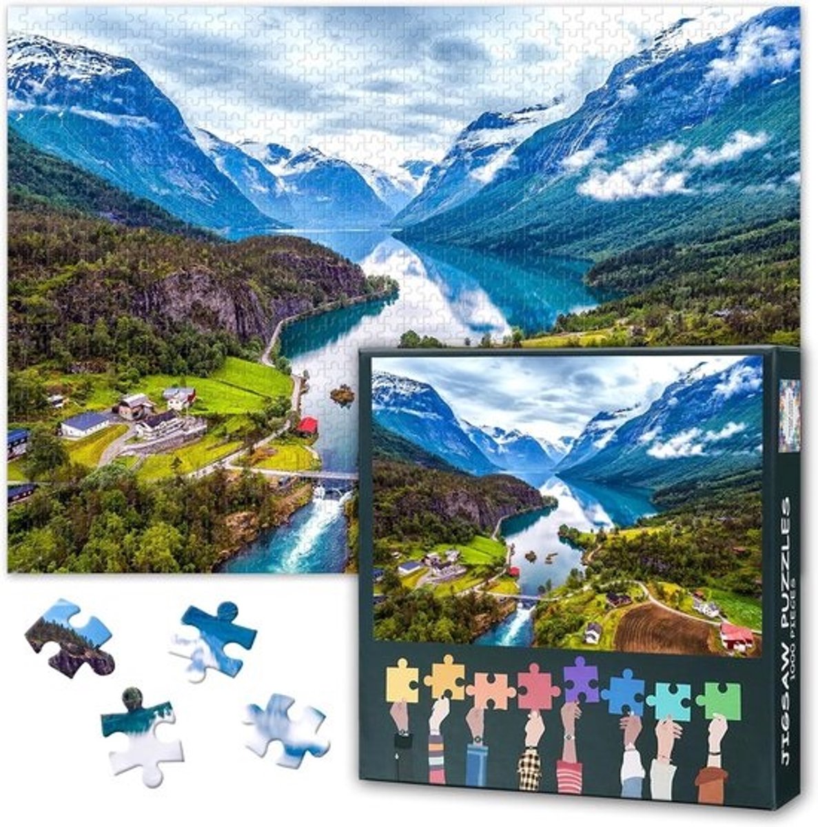 1000-delige Puzzel: Prachtige Noorse Fjorden Landschap, 50x70 cm
