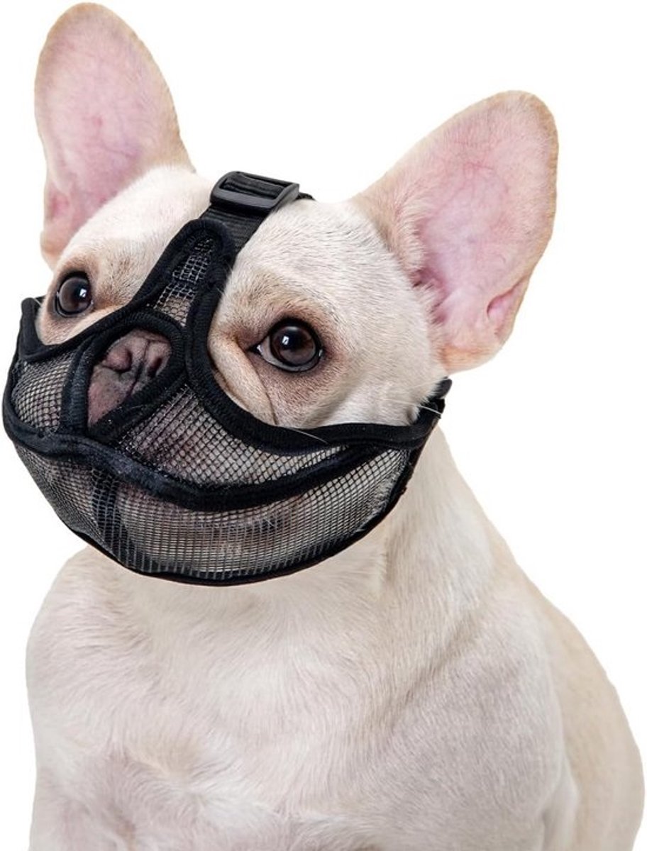 Ademende Muilkorf voor Korte Snuit Honden met Verstelbaar Gaas