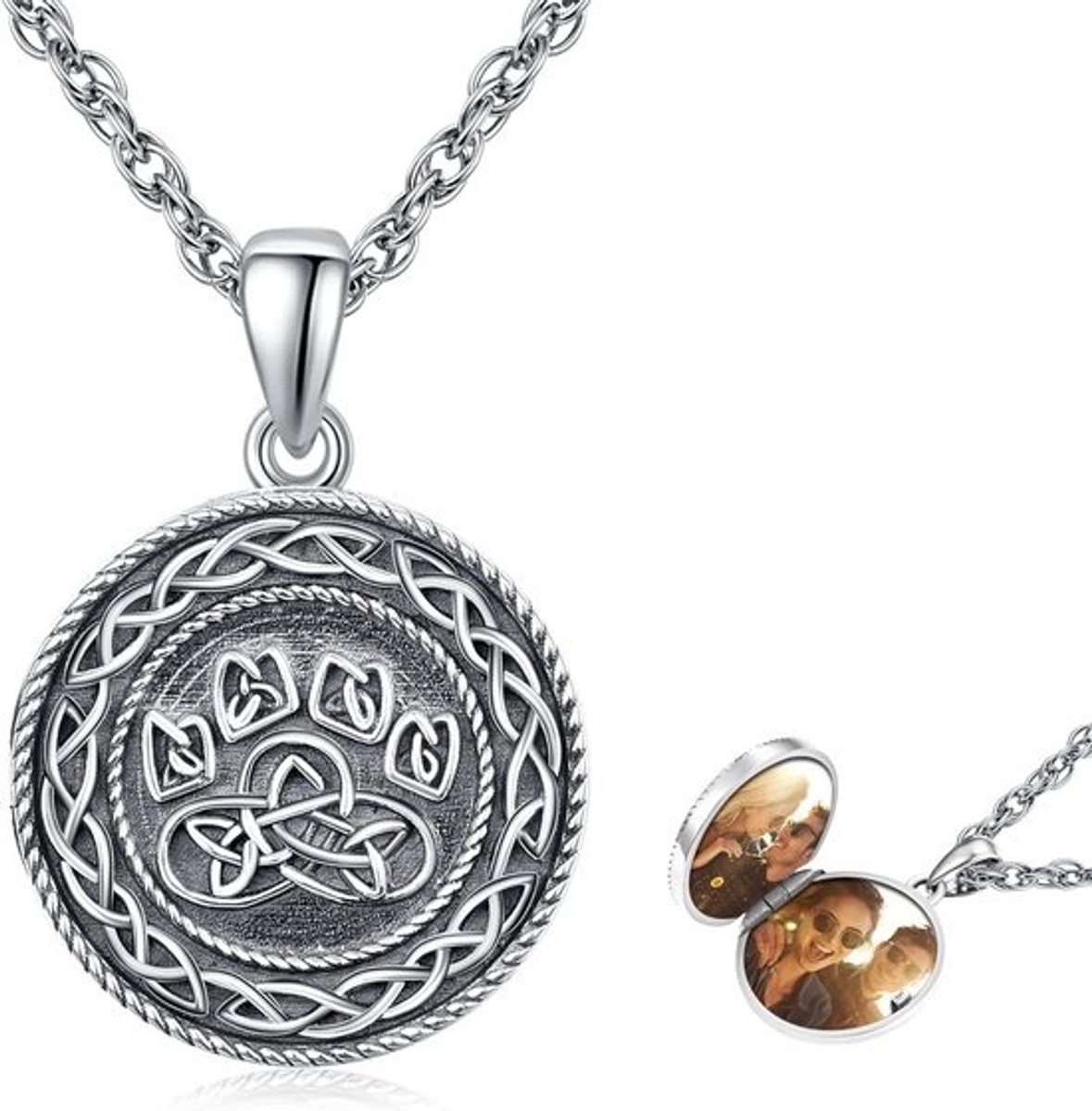 Gepersonaliseerd Medaillon Halsketting Hondenpoot 925 Sterling Zilver Foto Locket Hanger