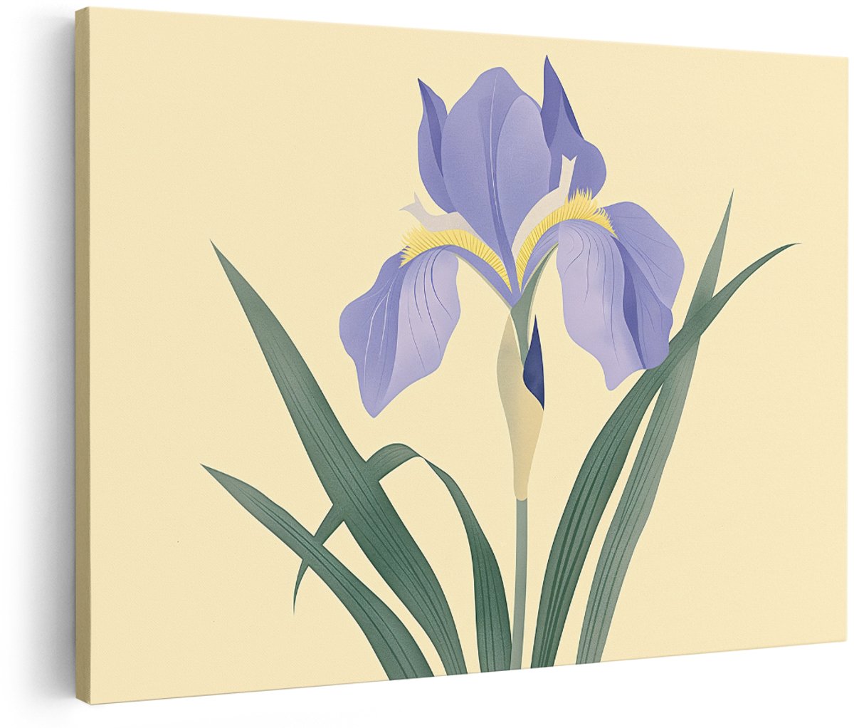 Artaza Canvas Schilderij Iris - 180x120 cm - Groot - Wanddecoratie Bloemen - Muurdecoratie Vintage - Decoratie Paarse Bloem - Schilderijen Op Canvas