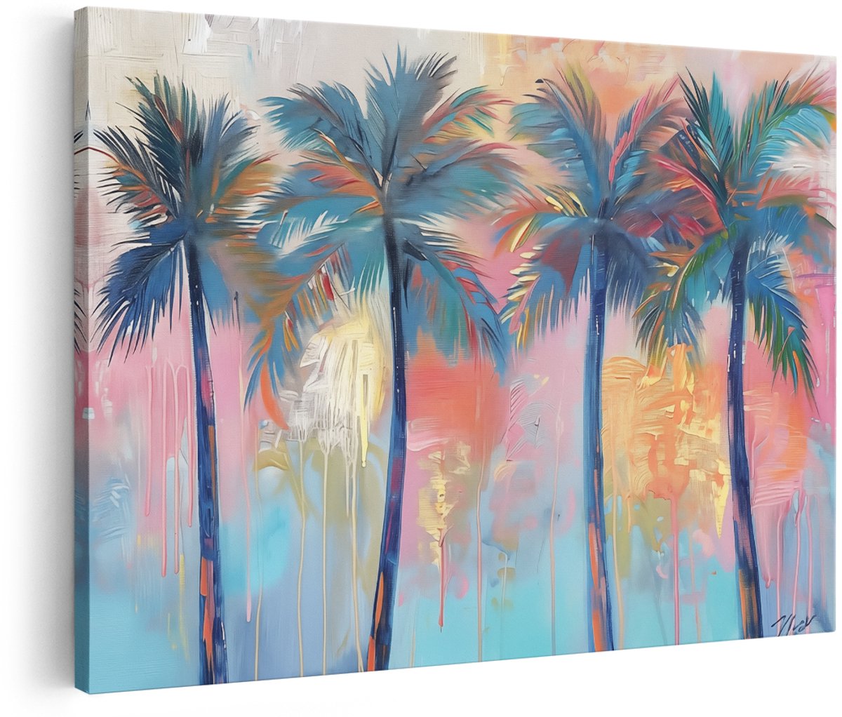 Artaza Canvas Schilderij Palmbomen in een Tropische Setting - 180x120 cm - Groot - Wanddecoratie Woonkamer - Schilderijen - Muurdecoratie