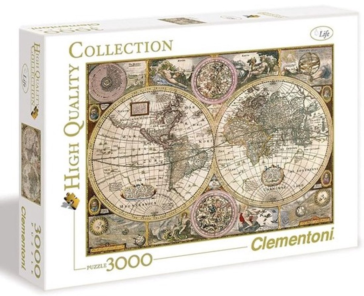 3000 Stuks Oude Kaart Puzzel – Hoogwaardige Print, 118,5 x 84,5 cm – Uitstekende Kwaliteit voor Puzzelliefhebbers