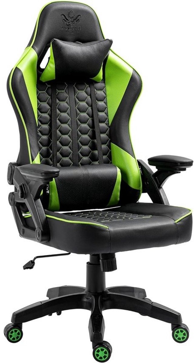 Ergonomische Gamingstoel - Verstelbare Hoogte, Armleuningen en Kussens - Zwart-Grauw