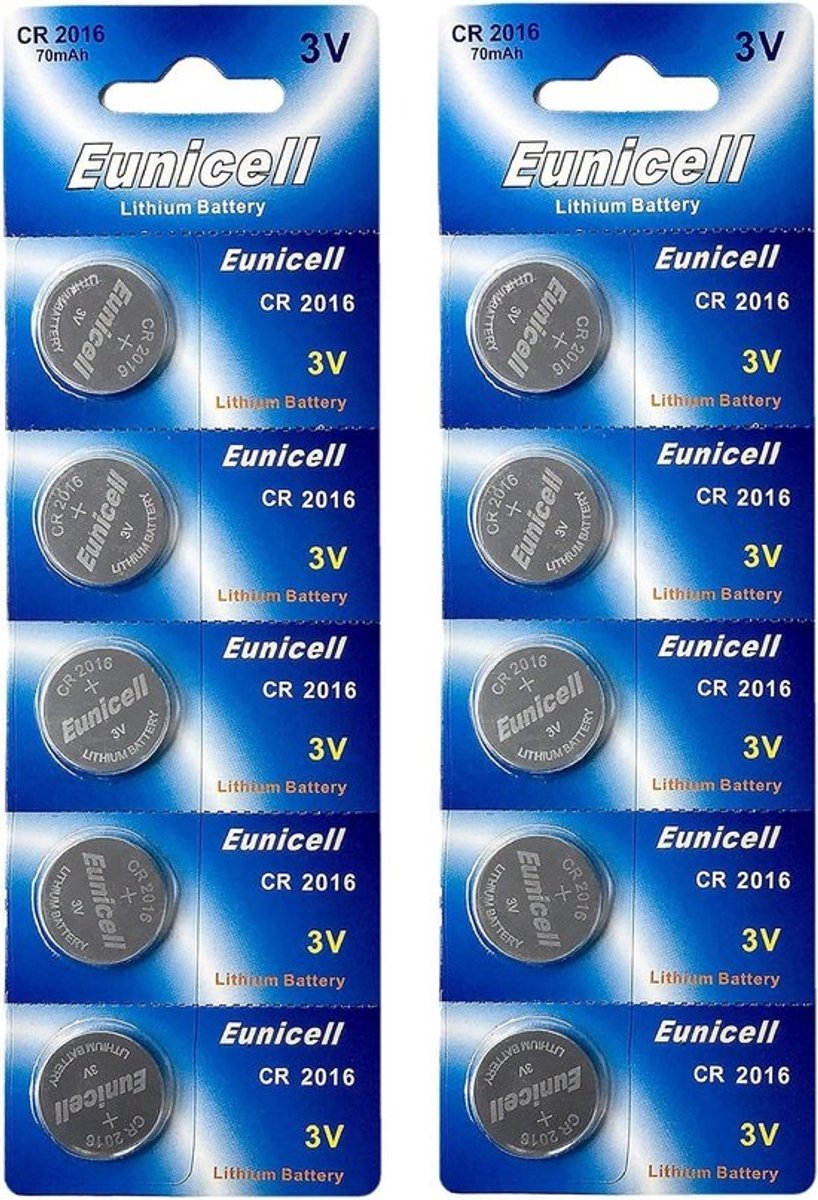 10 x CR2016 3V Lithium Knoopcelbatterijen 70 mAh - Set van 10