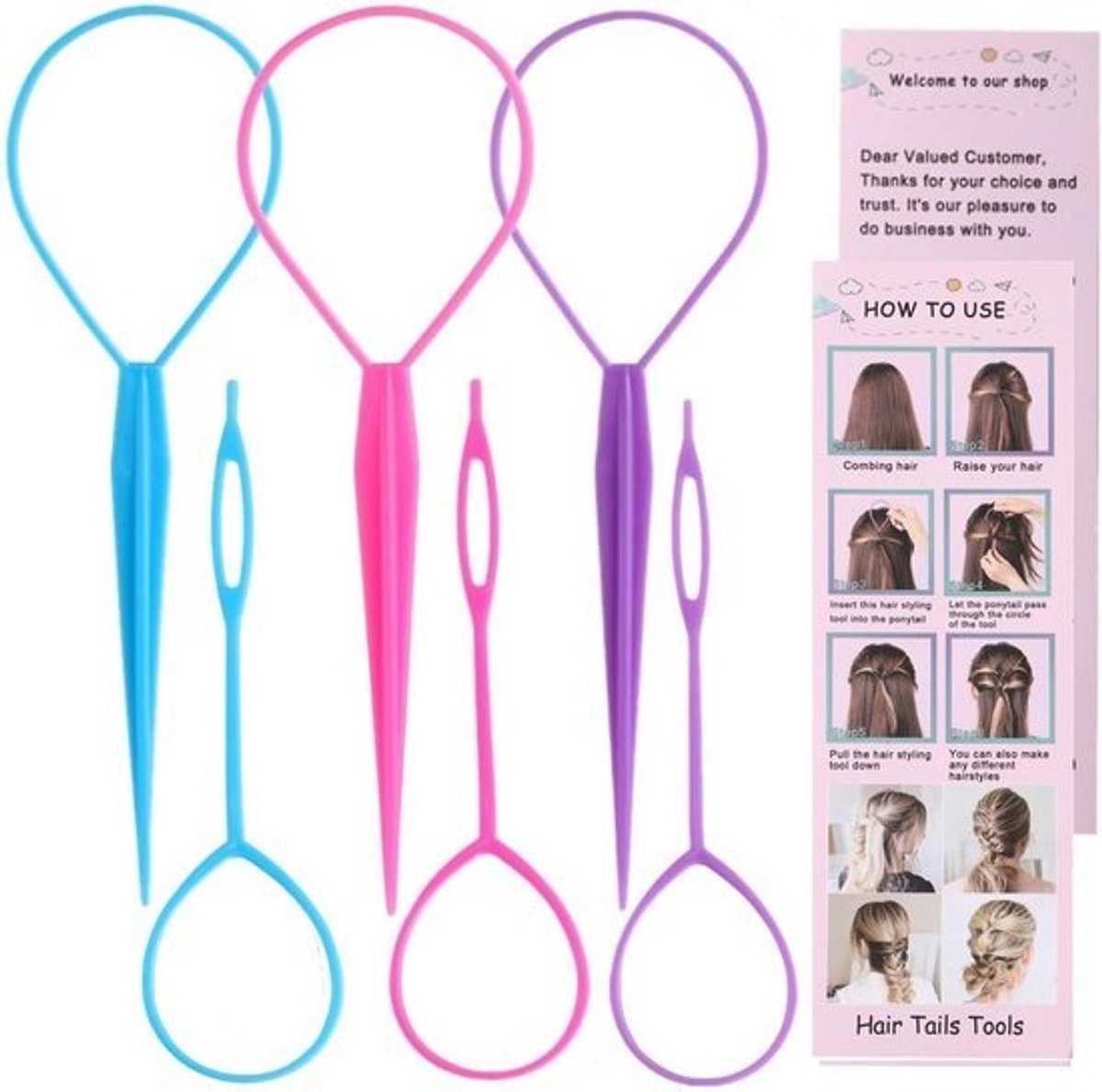 Haarstyling Toolset voor Perfecte Paardenstaarten en Vlechten