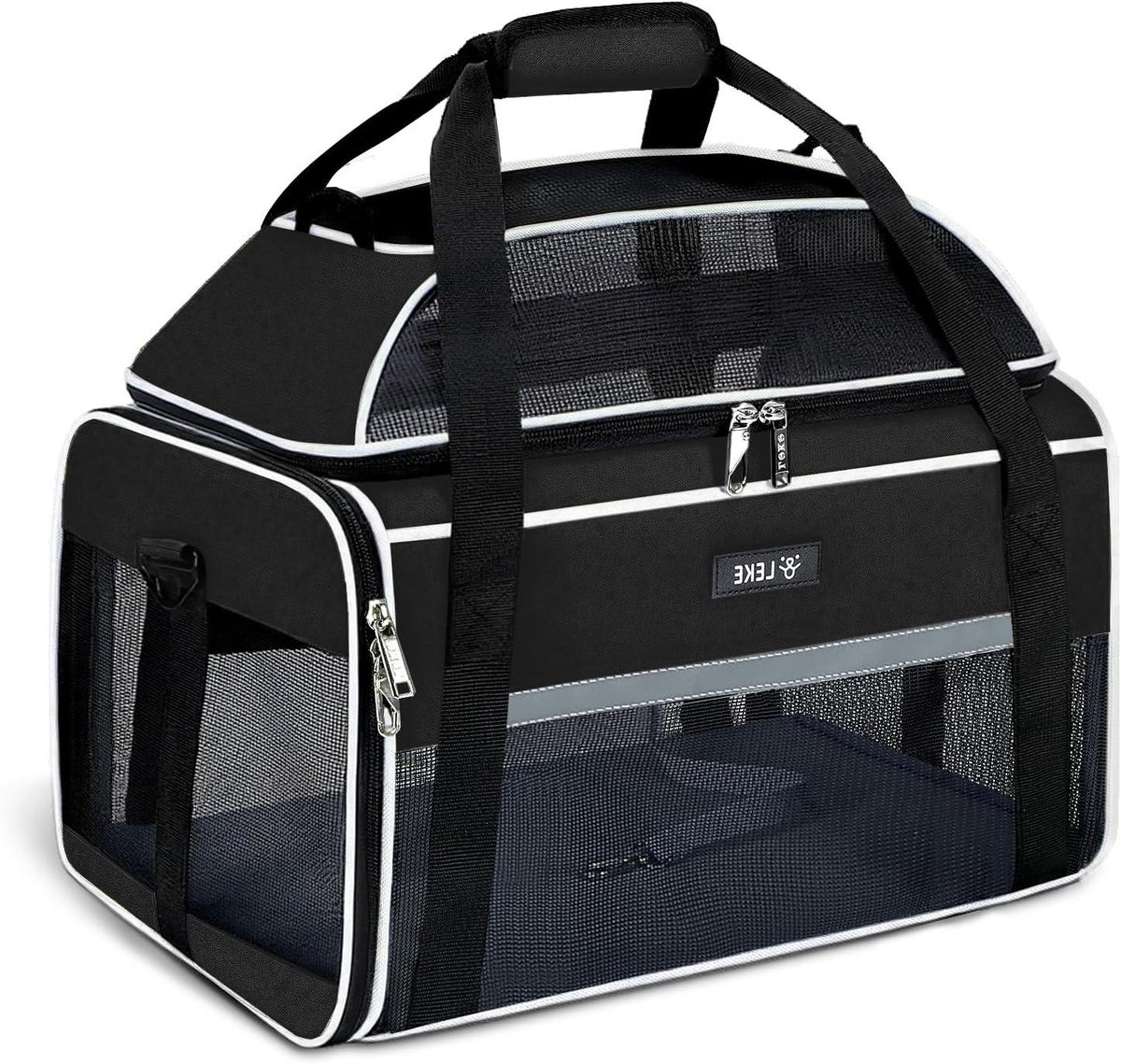 Reismand Huisdieren - Transportbox Kat Hond - Veilig Reizen - Uitbreidbaar Ontwerp - Tot 6 kg - Zwart