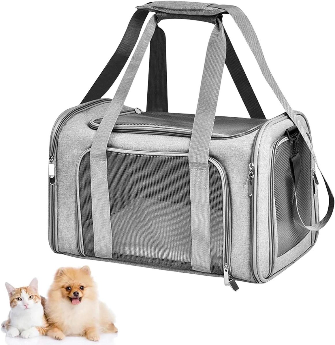 Transporttas Huisdier - Reisbox Kat - Veilig Vervoer - Opvouwbaar Design - 40 x 25 x 25 cm - Grijs