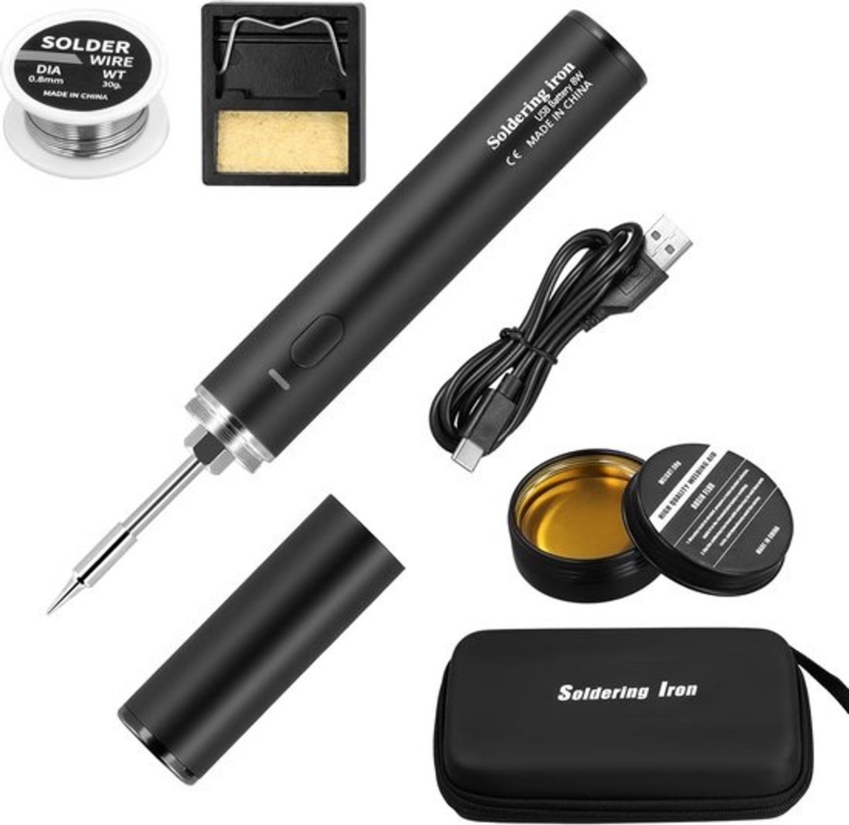 Draadloze USB Soldeerbout Set - Verstelbare Temperatuur (330-450°C) - Draagbaar Soldeerijzer Inclusief Accessoires