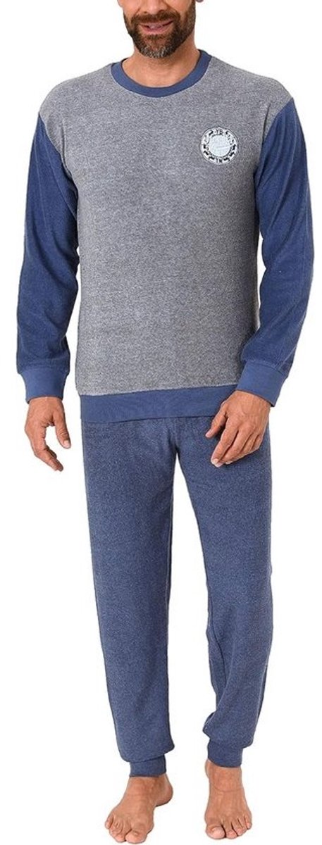 Warme badstof pyjama met lange mouwen - comfortabel en stijlvol voor koude nachten - beschikbaar in verschillende maten
