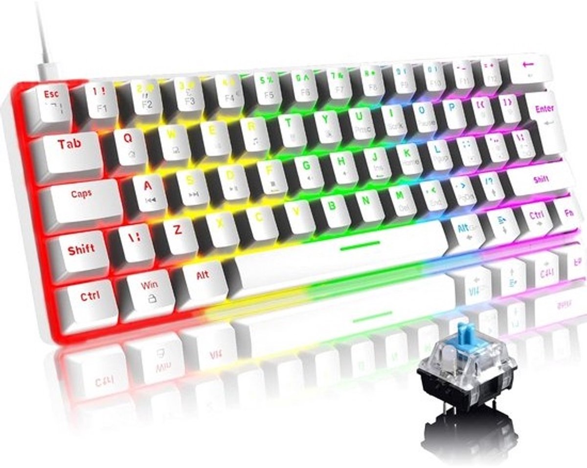 Compact 60% Mechanisch Gaming Toetsenbord met 62 Toetsen en RGB Verlichting