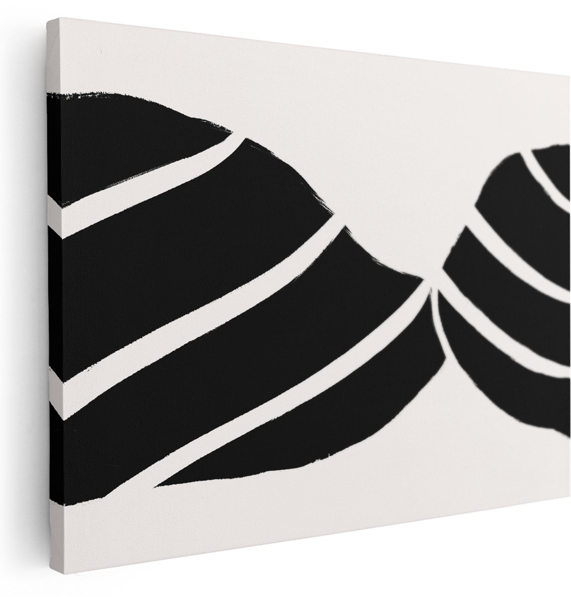Artaza Canvas Schilderij Zwart Wit - 160x120 cm - Groot - Wanddecoratie Abstract Modern - Muurdecoratie Organisch - Decoratie Woonkamer - Kamer Accessoires