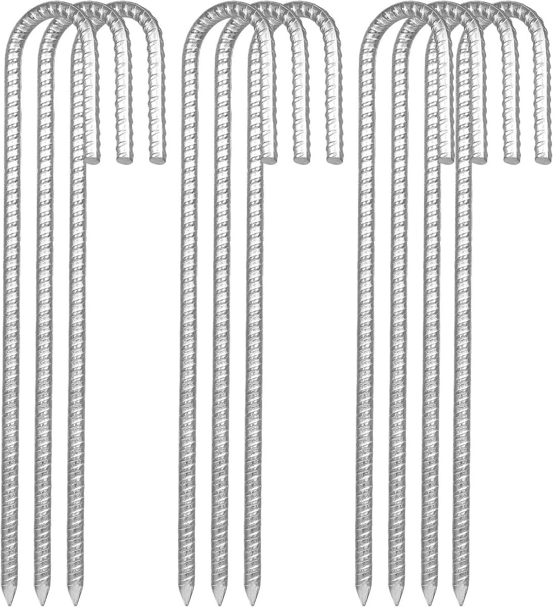 Grondanker - Zilver - 30,5 cm - Verzinkte Stalen Wapeningspalen met Beitelpunt - Voor Tent, Hek en Schommelsets