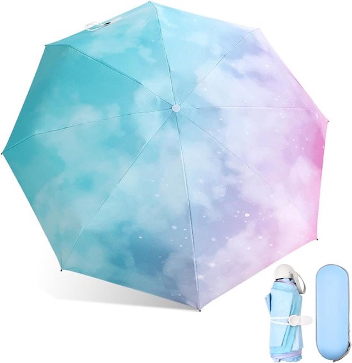 Mini Opvouwbare Paraplu met 8 Ribben - UV-Bescherming, Compact en Windbestendig voor Vrouwen, Ideaal voor Reizen en Buitenactiviteiten
