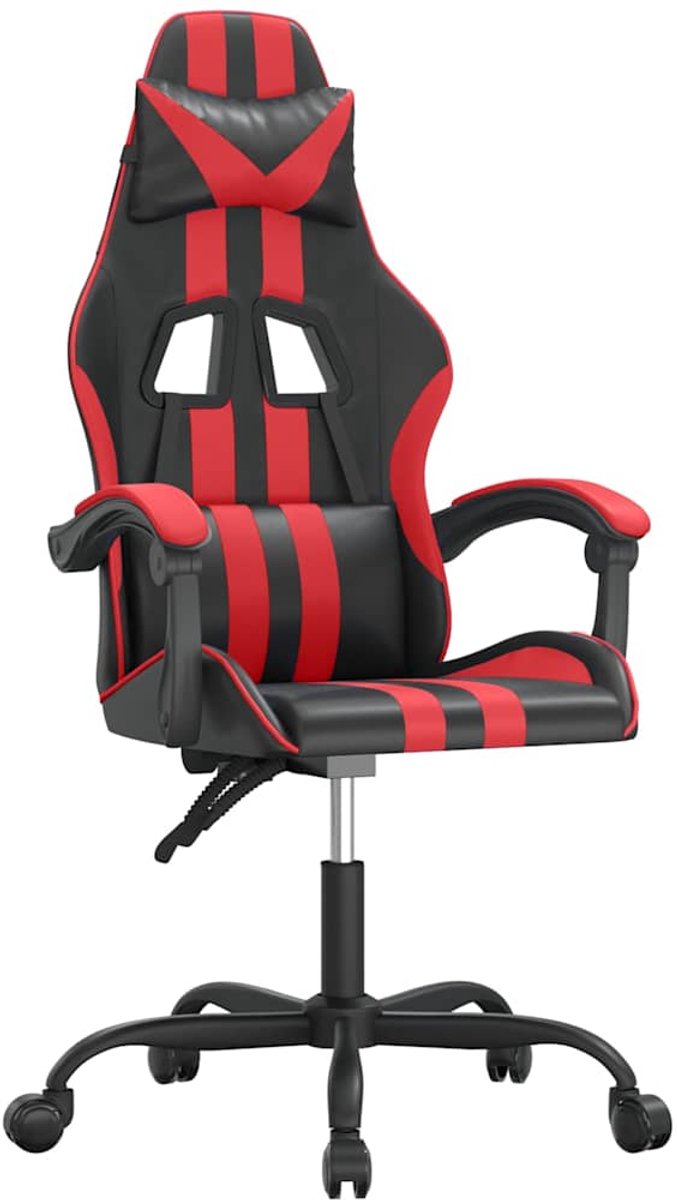 vidaXL Gamestoel - draaibaar - kunstleer - zwart - en - rood zwart en rood