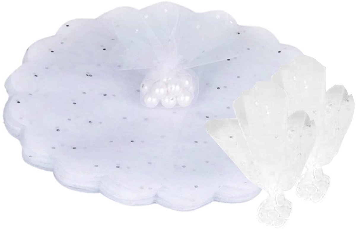 Solidchoice - Set van 70 Witte Tulecirkels voor Feestdecoratie