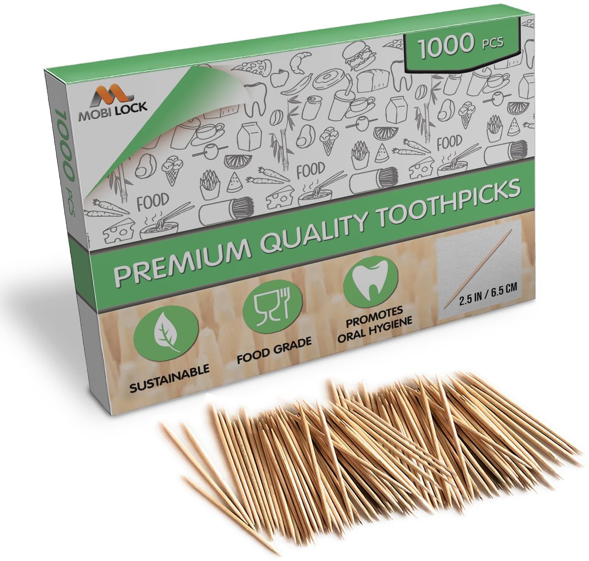 Solidchoice - 1000 Stuks Bamboe Tandenstokers Dubbelzijdig