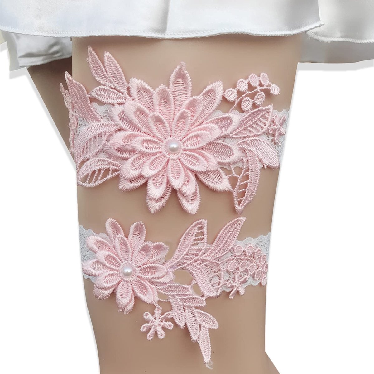 Solidchoice - 2 Stuks Elastische Bloemen Kant Kousenband voor Bruidsmode