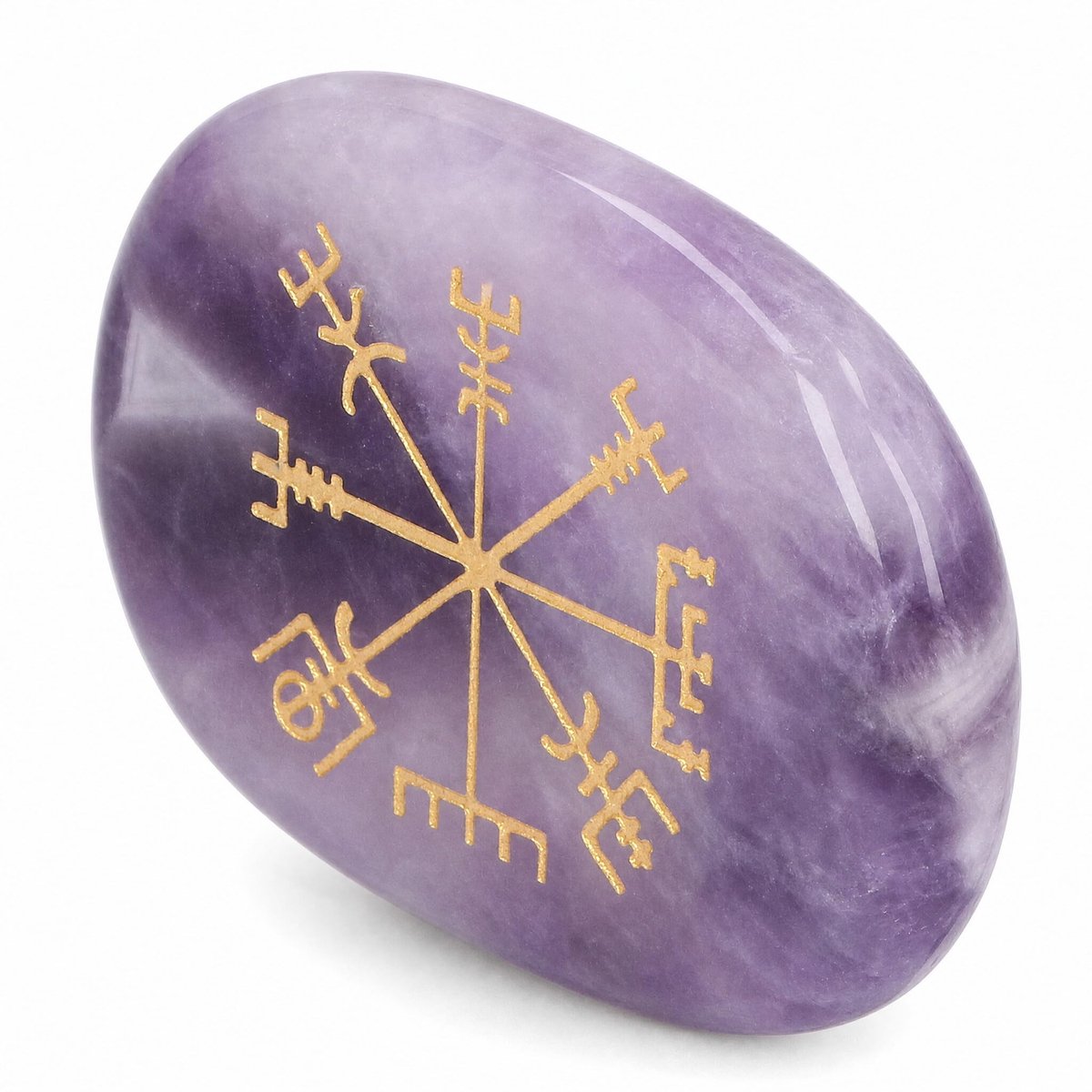 Solidchoice - Gegraveerde Meditatie Symbolen Amethist Healingstenen