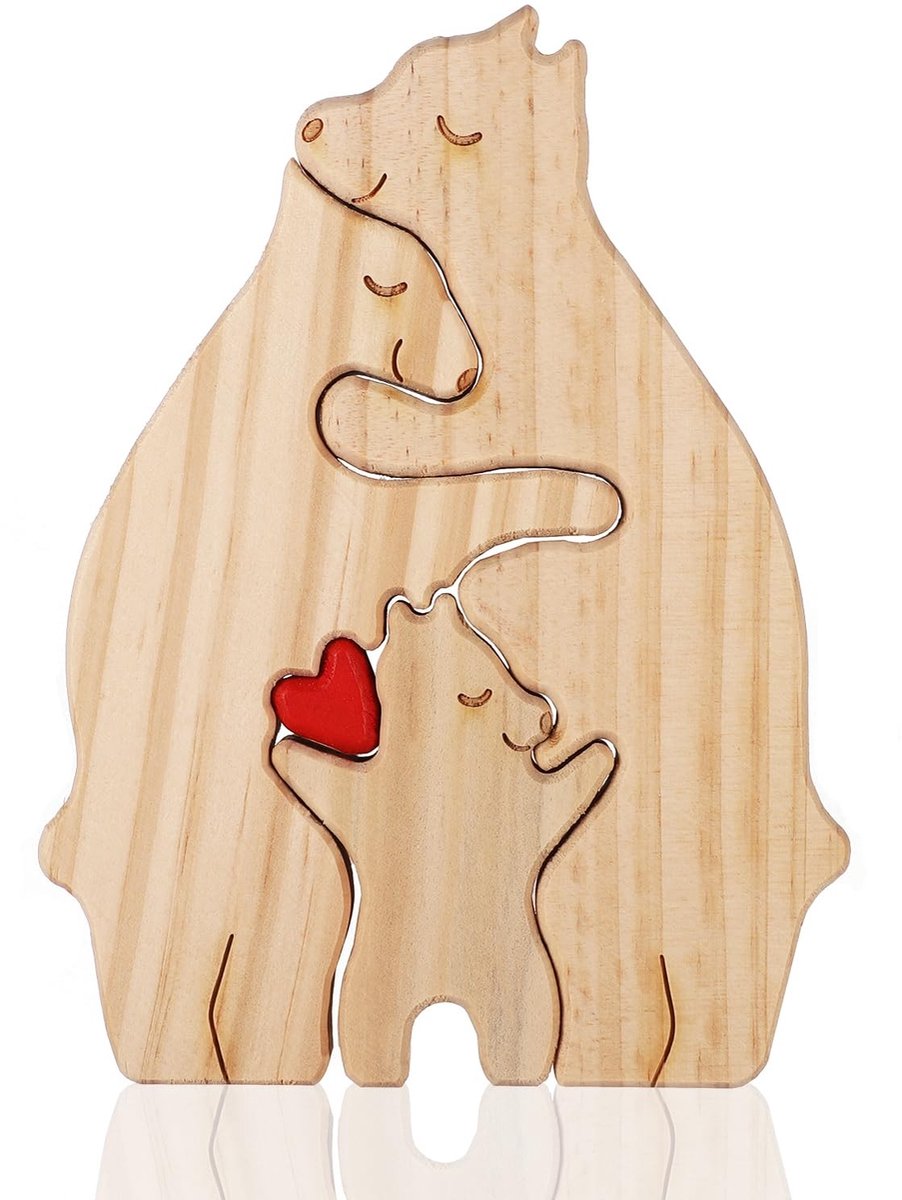 Solidchoice - Houten Familie Puzzel met 3 Berichten voor Decoratie