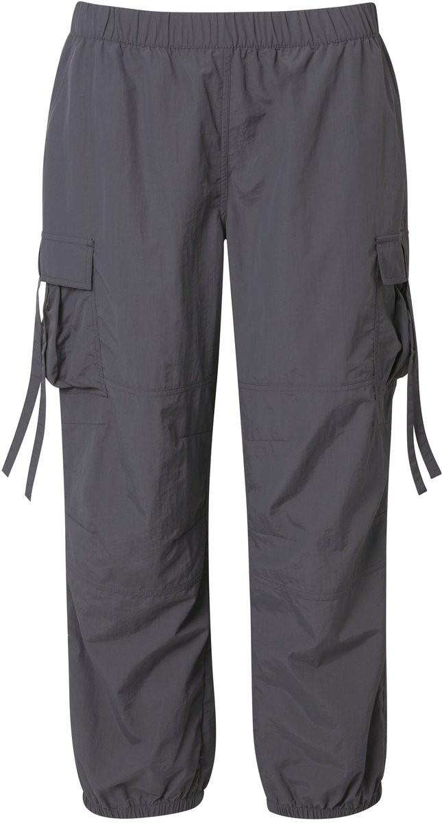 Ulla Popken - Dames - Cargobroek utility-style elastische tailleband - Grafietgrijs - Maat 44