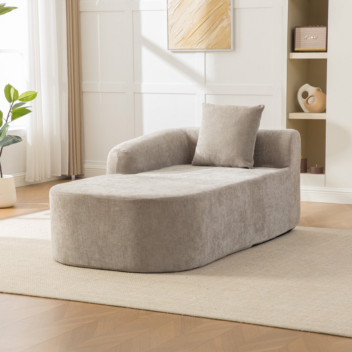 Modulaire Fauteuil - Chenille Cloud Sofa 1-Zits Lounge Bank Zonder Montage - Zachte Compressie Bank Met 30D Schuim Voor Woonkamer - Grijs