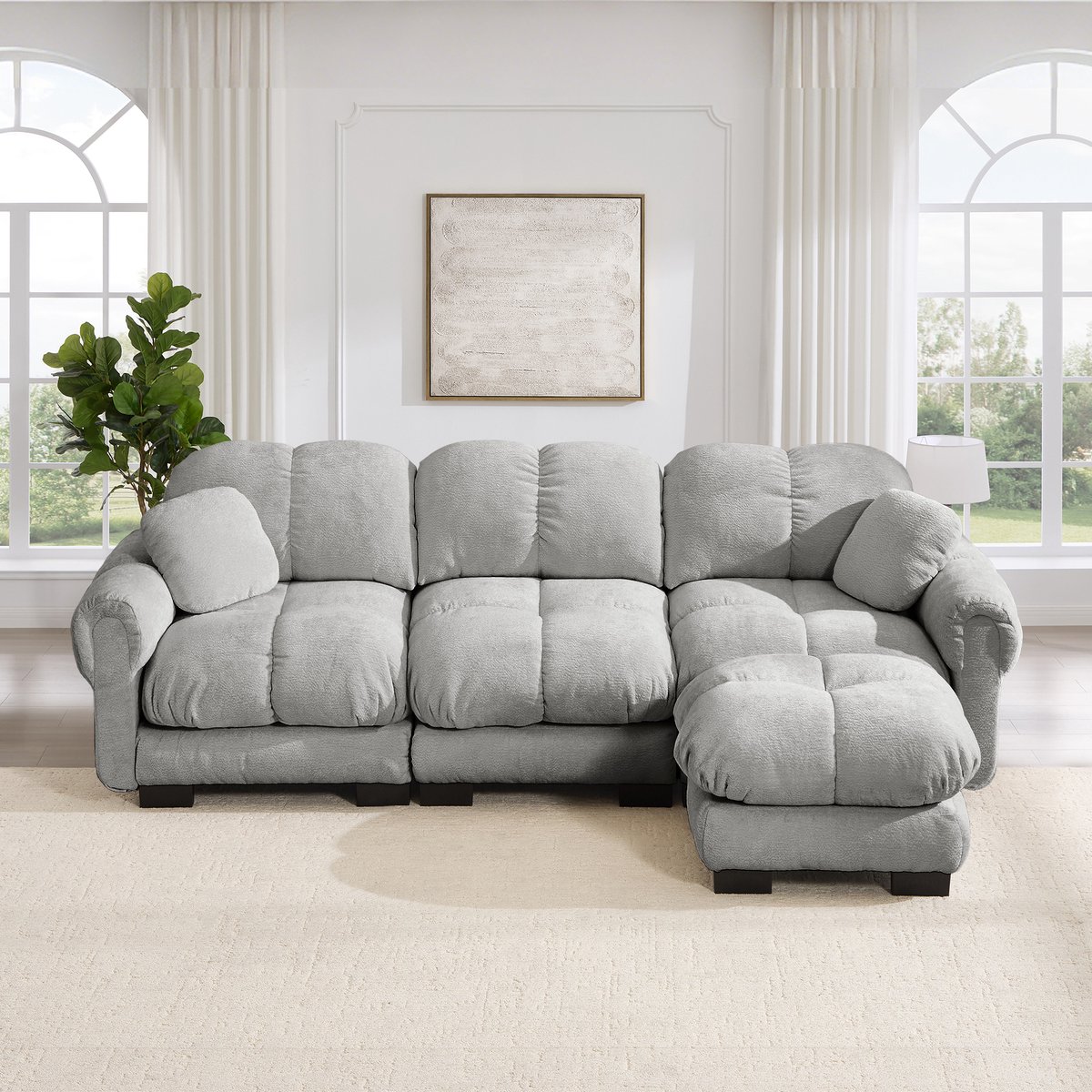 Design Sofa 3 Zitplaatsen - , Modern en Elegante Woonkamercombinatie - 260x149x90 cm, Lichtgrijs