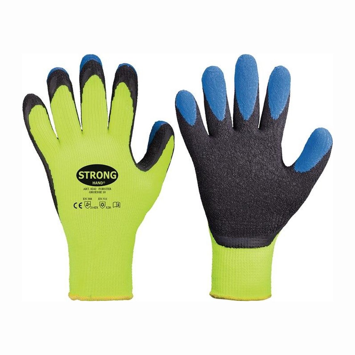 STRONGHAND Handschoenen Forster neongeel / blauw EN 388 EN 511 PBM II Maat 11 - 0242-11H