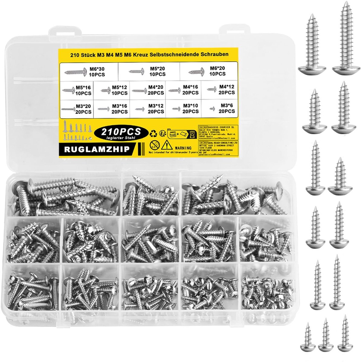 Solidchoice - 210 Stuks Zelftappende Schroeven Assortiment