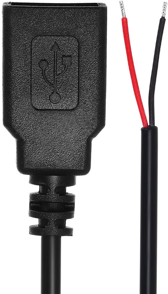 Solidchoice - 0.3m USB A 2.0 Female Plug met 2-Pin Blank Draad voor DIY Projecten