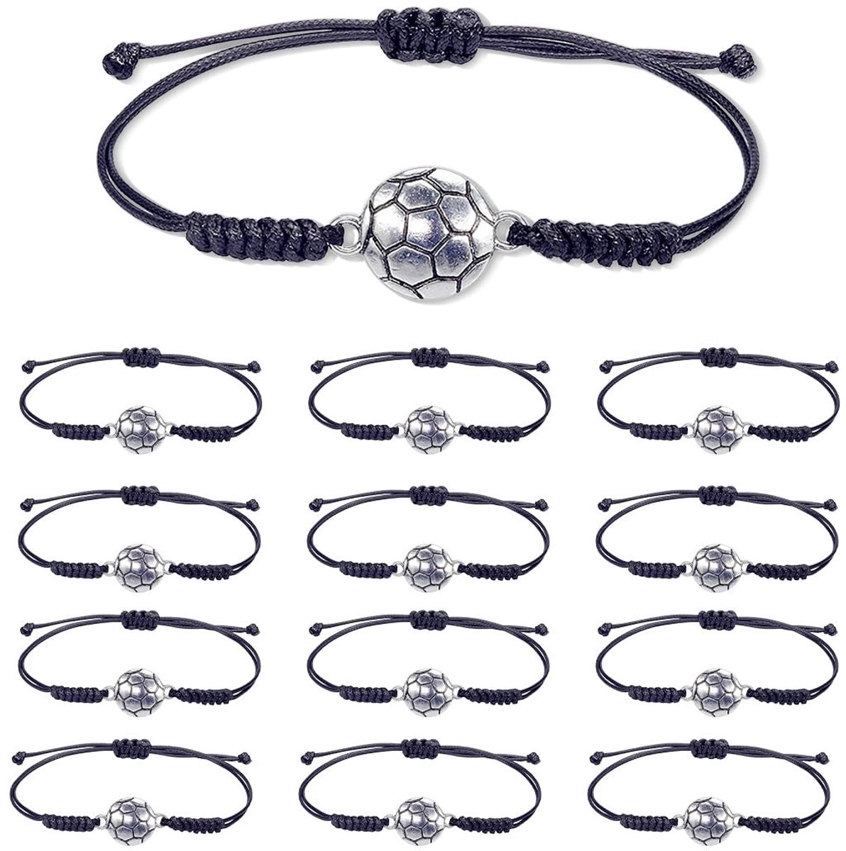 Solidchoice - 12 Stuks Voetbalarmbanden voor Kinderen - Verstelbare Vriendschapsarmbanden