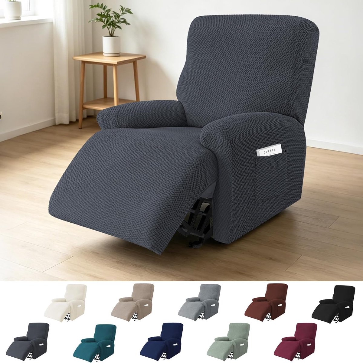 Set van 4 elastische hoesjes voor eenpersoons relaxfauteuil, geschikt voor elektrische relaxfauteuils, met - ShopVlot