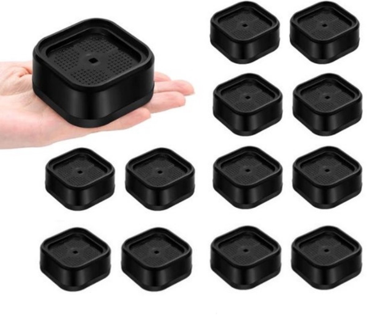 12 Stuks Zwarte Stapelbare Meubel Verhogers - Antislip Verhogers voor Wasmachine, Bed, Bank, 1/2/3 Inch Verstelbaar