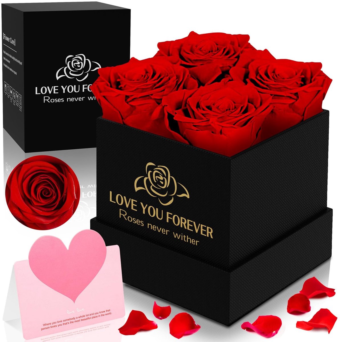 Solidchoice - Cadeaubox met 4 Natuurlijk Bewaarde Rozen