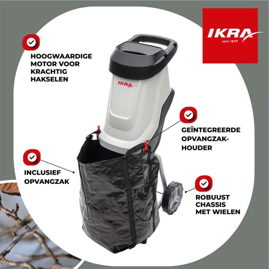 IKRA elektrische messenhakselaar IMH 2800 voor 45 mm takken, incl. opvangzak van 45 l & omkeerbare messen, 2.800 W — afbeelding 5