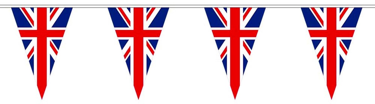 UK Union Jack vlaggetjesslinger, 10 m, grote vlaggetjesslinger van kunststof, 20 x 30 cm, weerbestendig, scheurvast en - ShopVlot