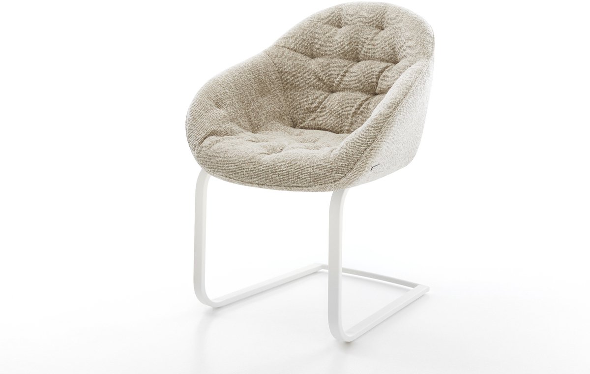 Sledestoel Gaio-Flex sledemodel vlak wit geweven stof beige