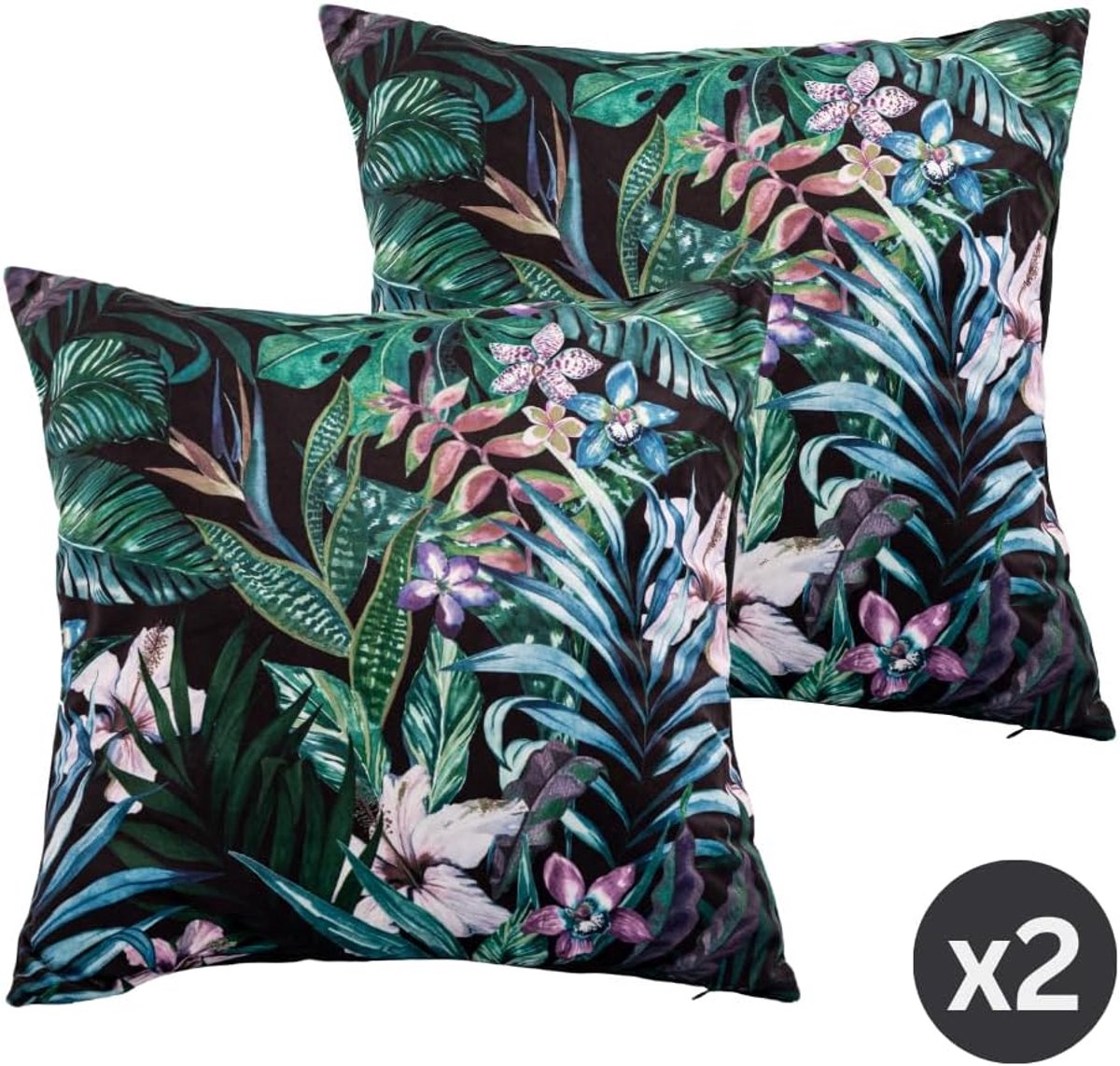 Kussen (gevuld) AMBIANCE PRINT 45X45CM, hibiscus - ShopVlot