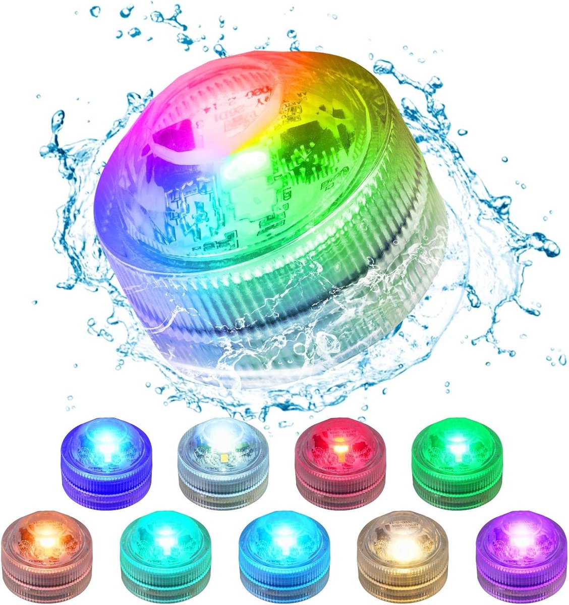 RGB underwater LED light multi-color change flameless LED round CR2450 Super bright white LED with remote control - ShopVlot